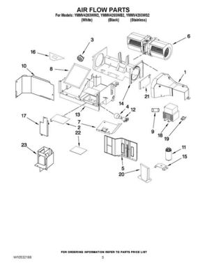 04 - Air Flow Parts Diagram and Parts List for YMMV4203WB2  Maytag Microwave Oven Combo
