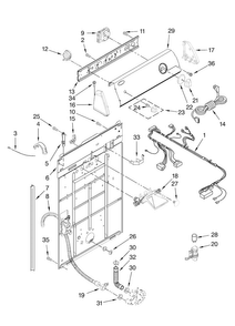 Controls And Rear Panel Parts Diagram and Parts List for NTW5100TQ2  Amana Washer