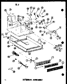 Interior Assembly Diagram and Parts List for RC-14 P72100-9M Amana Microwave