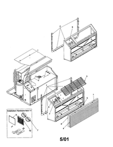 Outer Case Assembly Diagram and Parts List for TE10085W2A-TE10085W2A  Amana Air Conditioner