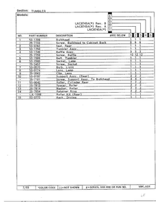 Tumbler Page 2 Diagram and Parts List for 8743A  Norge Dryer