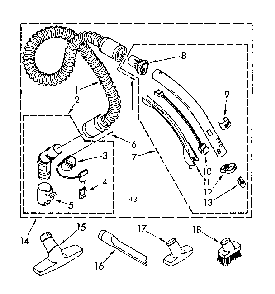 Hose And Attachment Parts Diagram and Parts List for 1162497184  Kenmore Canister Vacuum