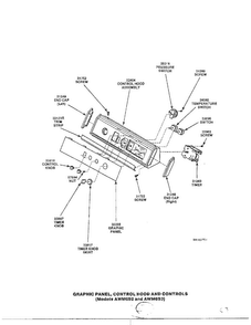Graphic Panel, Control Hood And Controls Diagram and Parts List for 6497-LW-9203  Amana Washer