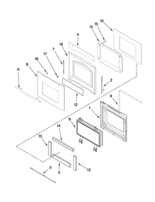Lower Oven Door Parts Diagram and Parts List for JJW8627DDS29  Jenn-Air Wall Oven