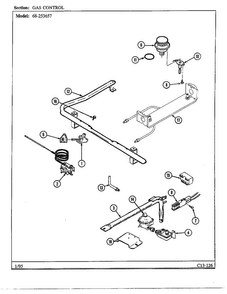 Gas Controls Diagram and Parts List for 68-253657  Magic Chef Range
