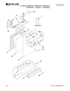 Door And Panel Parts Diagram and Parts List for JDB3600AWS1  Jenn-Air Dishwasher