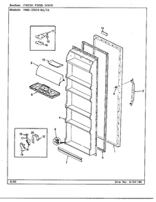 Fresh Food Door Diagram and Parts List for 22524-7A  Admiral Refrigerator