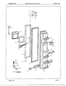 Freezer Door Assembly Diagram and Parts List for 21962C  Admiral Refrigerator