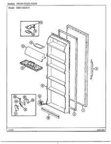 Fresh Food Door Diagram and Parts List for 60103-0A  Admiral Refrigerator