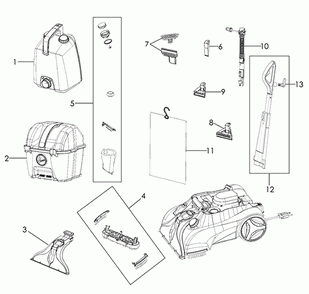 Diagram Diagram and Parts List for FH50250  Hoover Steamer