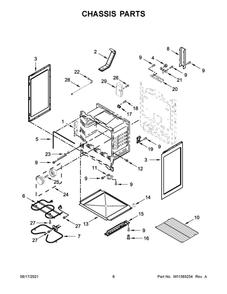 Chassis Parts Diagram and Parts List for YAER6303MFS3  Amana Range