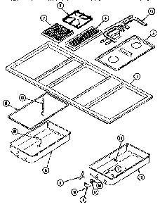 Top Assembly Diagram and Parts List for CVG4380PD  Jenn-Air Cooktop