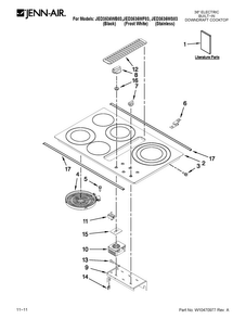 Cooktop Parts Diagram and Parts List for JED3536WS03  Jenn-Air Cooktop
