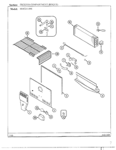 Freezer Compartment Diagram and Parts List for HMG211496  Admiral Refrigerator