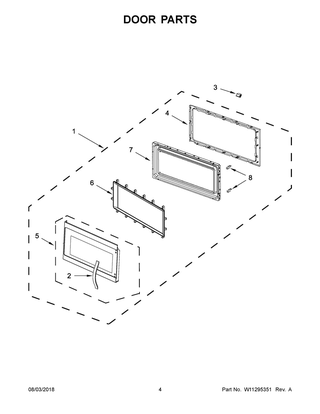 Door Parts Diagram and Parts List for AMV6502REB7  Maytag Microwave