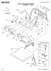 Part Location Diagram of W10212718 Whirlpool Dryer Top Panel