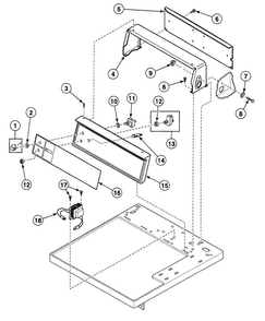 Control Panel Diagram and Parts List for SDG909QF1124  Speed Queen Dryer