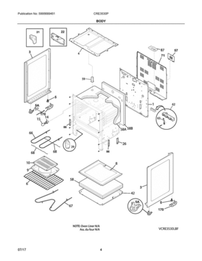 03 - Body Diagram and Parts List for CRE3530PWE  Crosley Range