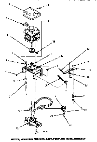 Motor, Mounting Bracket, Belt, Pump & Idler Assembly Diagram and Parts List for LW1000W P1177501WW Amana Washer