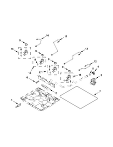 Burner Box, Gas Valves And Switches Diagram and Parts List for MGC7424AS0  Maytag Cooktop