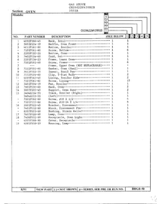Oven Page 2 Diagram and Parts List for 2522A  Hardwick Range