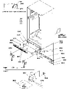 Ladders, Lower Cabinet And Rollers Diagram and Parts List for TR25VE-P1196404WE  Amana Refrigerator