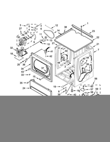 Upper Cabinet And Front Panel Parts Diagram and Parts List for MLG27PNBGW1  Maytag Dryer