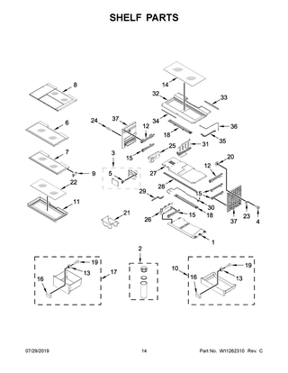 Shelf Parts Diagram and Parts List for JFFCC72EFP02  Maytag Refrigerator