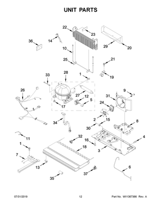 Unit Parts Diagram and Parts List for MFI2269FRB01  Maytag Refrigerator