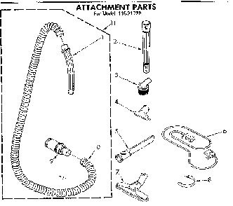 Attachment Parts Diagram and Parts List for 11621720  Kenmore Canister Vacuum