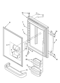 Refrigerator Door Parts Diagram and Parts List for ABB1922FEW2  Amana Refrigerator