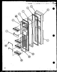 Freezer Door Diagram and Parts List for 36511W-P1121603WW  Amana Refrigerator