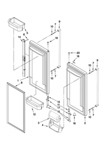 Refrigerator Door Parts Diagram and Parts List for JFC2089WEM4  Jenn-Air Refrigerator
