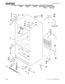 Cabinet Parts Diagram and Parts List for MFF2558VEM1  Maytag Refrigerator