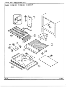 Freezer Compartment Diagram and Parts List for 211640  Admiral Refrigerator