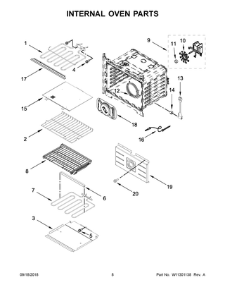 Internal Oven Parts Diagram and Parts List for JMW2430DP03  Maytag Microwave Oven Combo