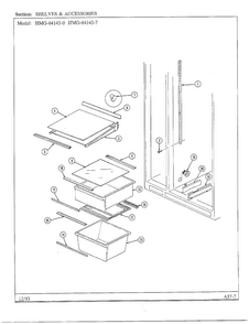 Shelves And Accessories Diagram and Parts List for 64143-0  Admiral Refrigerator