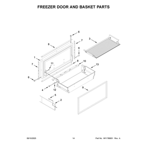 Freezer Door And Basket Parts Diagram and Parts List for JB36NXFXRE25  Jenn-Air Refrigerator
