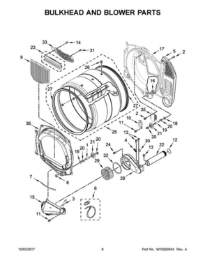 04 - Bulkhead And Blower Parts Diagram and Parts List for MLG22PRAWW0  Maytag Washer Dryer Combo