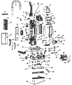 Complete Assembly Diagram and Parts List for U5725-960  Hoover Upright Vacuum