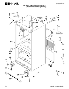Cabinet Parts Diagram and Parts List for JFC2089WEP6  Jenn-Air Refrigerator