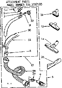 Attachment Parts Diagram and Parts List for 1162397180  Kenmore Canister Vacuum