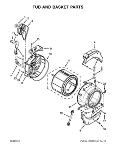 Tub And Basket Parts Diagram and Parts List for MHN33PNCGW0  Maytag Washer