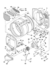 Bulkhead Parts Diagram and Parts List for 7MMGDX550XW1  Maytag Dryer