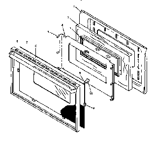 Oven Door Assembly Diagram and Parts List for CARR589W P1142453NW Amana Range