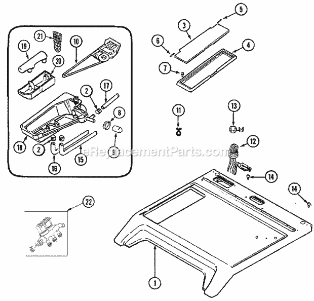 Top Diagram and Parts List for MAH5500AWW  Maytag Washer
