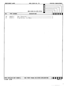 Freezer Compartment Page 3 Diagram and Parts List for 21804A  Admiral Refrigerator