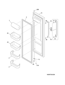 Refrigerator Door Diagram and Parts List for CRSS262QB0  Crosley Refrigerator