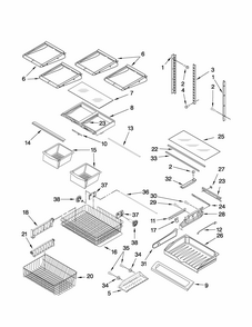 Shelf Parts Diagram and Parts List for GB2026LEKS6  Amana Refrigerator