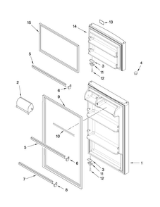 Door Parts Diagram and Parts List for A8RXCGFXS02  Amana Refrigerator